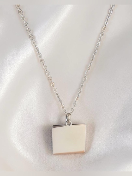 Plunder Jewelry - Plunder Silver Square Pendant Necklace - Silver
